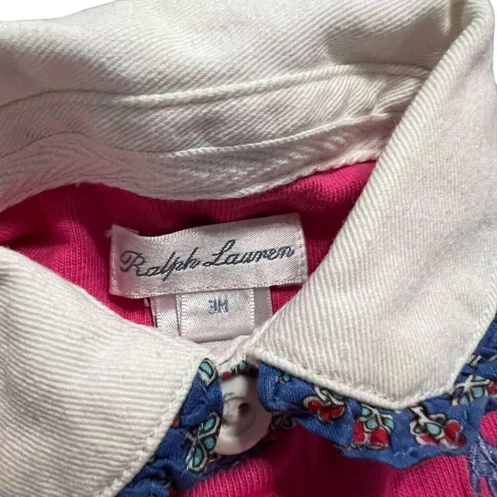 Ralph Lauren 3m Pink Collared Polo Romper